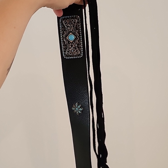 Vintage albatros leather/suede turquoise belt - Picture 4 of 7